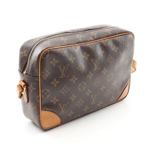 Louis Vuitton Leather Shoulder Trocadero Canvas Bag Brown Monogram